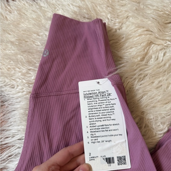 Lululemon Align Ribbed High Rise Pant 28” Pink NWT - Picture 5 of 7